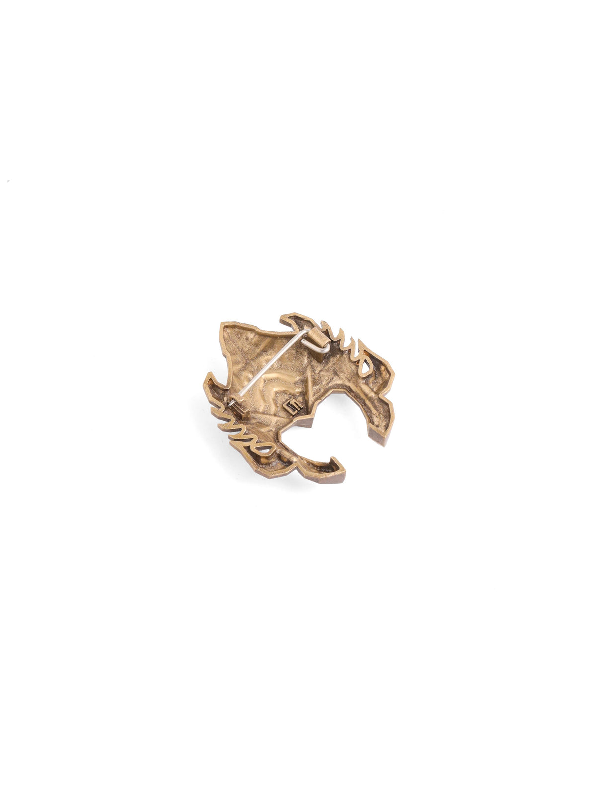 The Warrior's Kavach brooch - antique gold brooch for men with warrior s kavach motif, back view