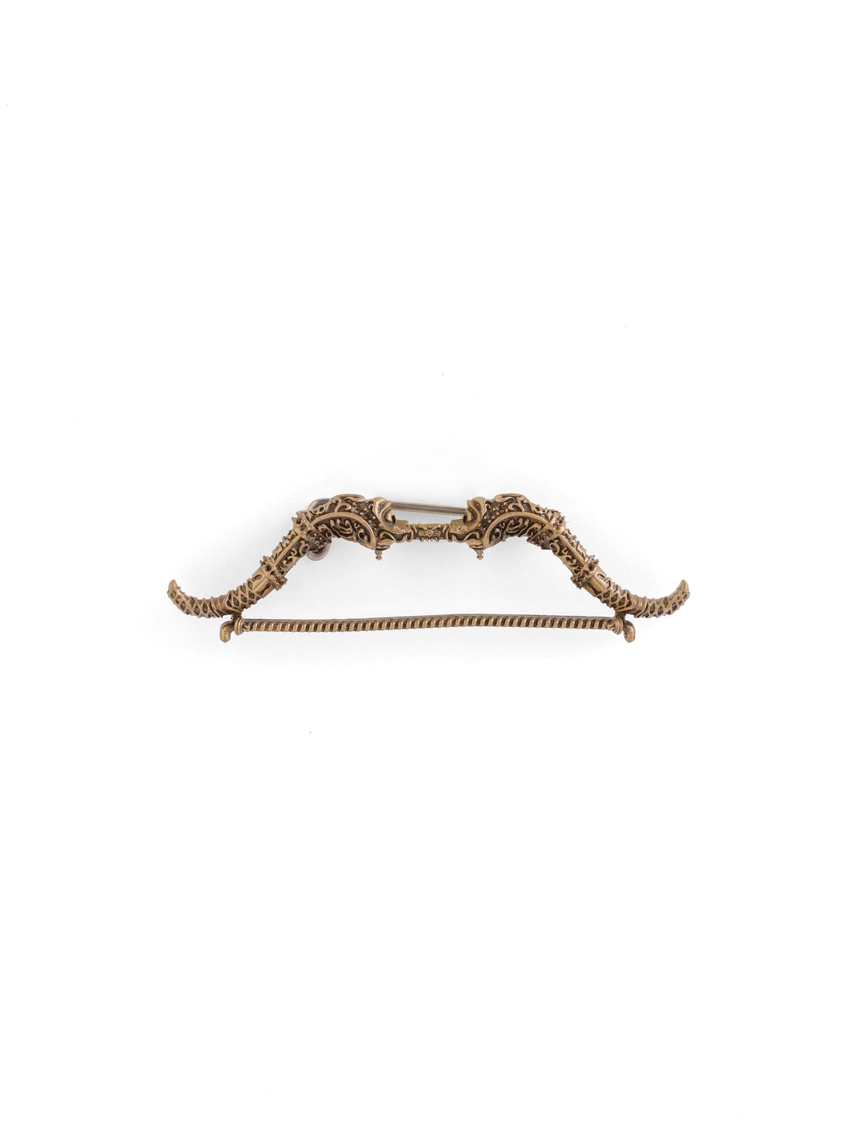 The Royal Bow brooch - antique gold brooch for men with royal bow motif, detail view