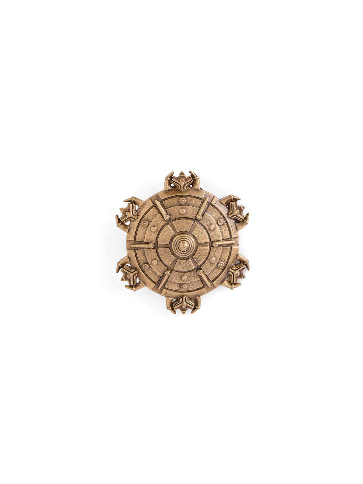 The Imperial Battle Shield brooch - antique gold brooch for men with imperial battle shield motif, detail view
