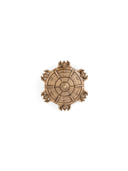 The Imperial Battle Shield brooch - antique gold brooch for men with imperial battle shield motif, detail view