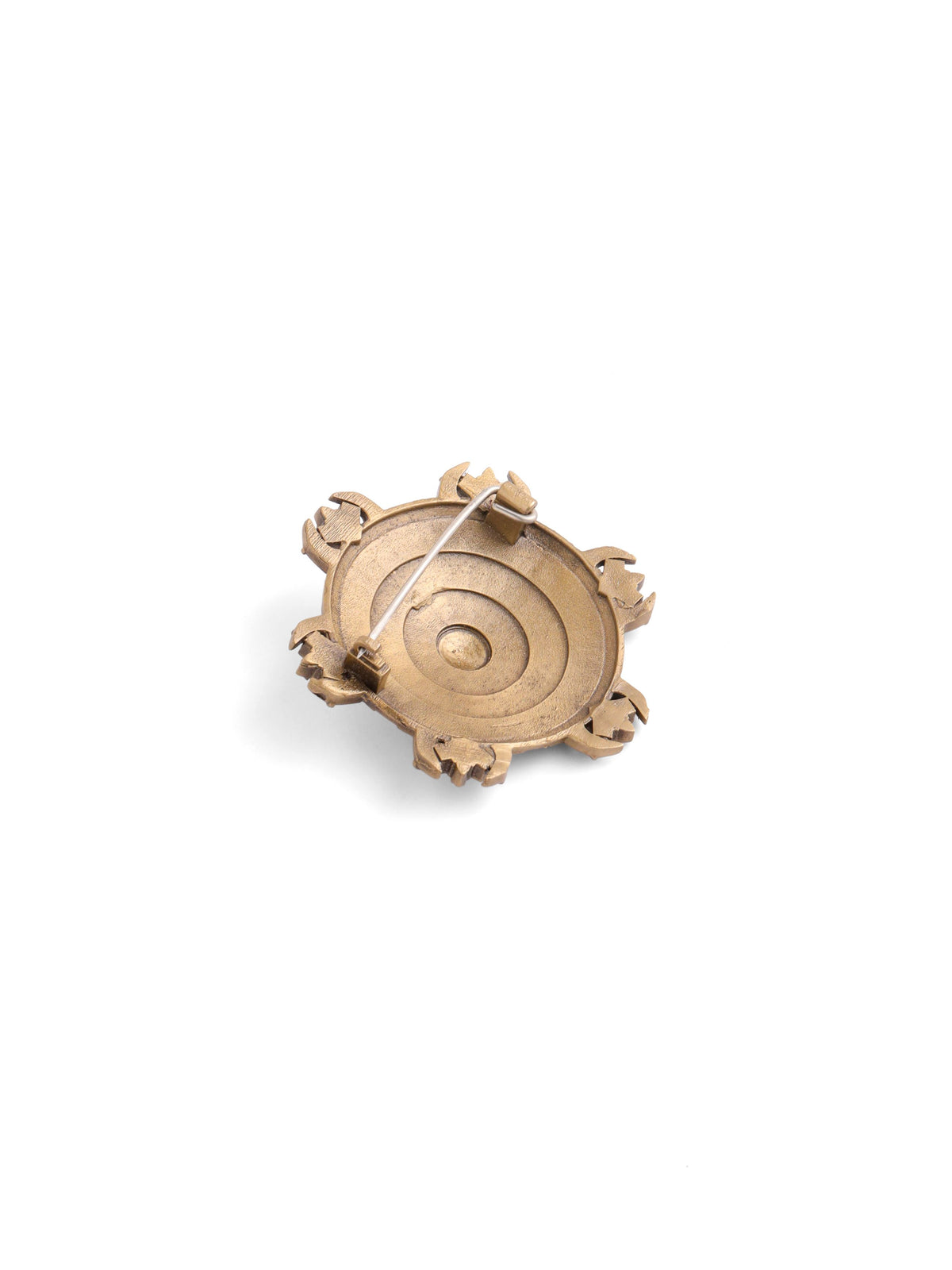 The Imperial Battle Shield brooch - antique gold brooch for men with imperial battle shield motif, back view