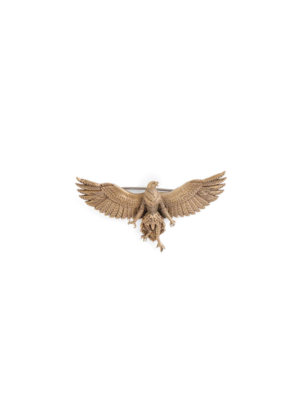 The Majestic Eagle brooch - antique gold brooch for men with majestic eagle motif, detail view