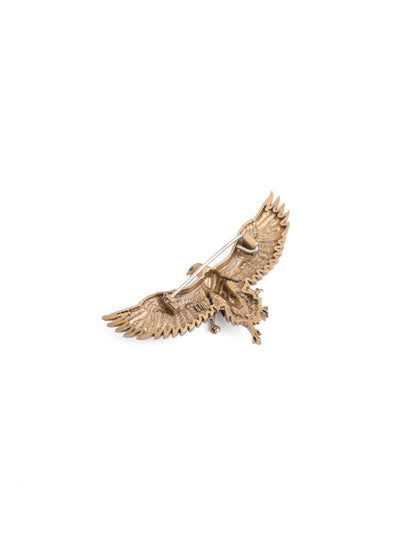 The Majestic Eagle brooch - antique gold brooch for men with majestic eagle motif, back view