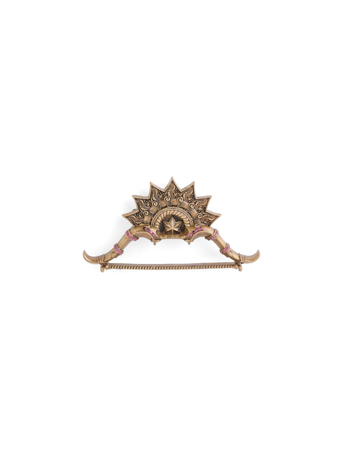 The Royal Sun Bow brooch - antique gold brooch for men with royal sun bow motif, detail view