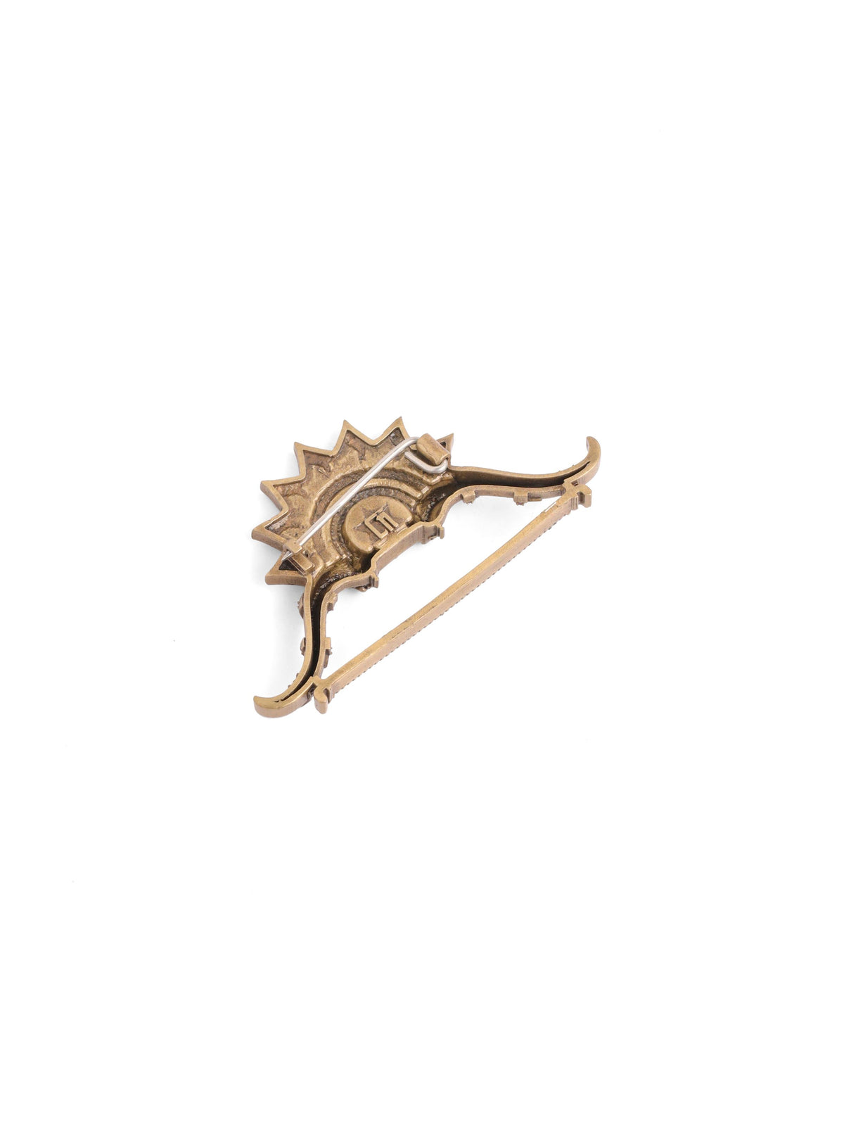 The Royal Sun Bow brooch - antique gold brooch for men with royal sun bow motif, back view