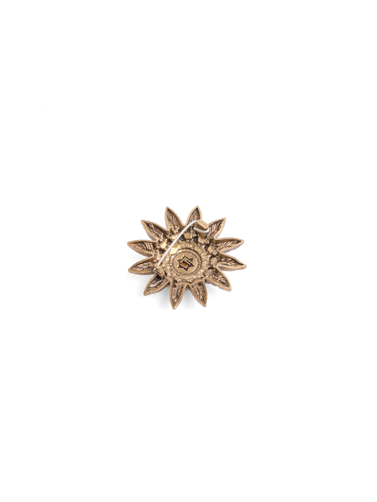 The Sacred Sunwheel brooch - antique gold brooch for men with sacred sunwheel motif, back view