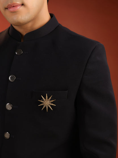 The Radiant Starburst brooch - antique gold brooch for men with radiant starburst motif, front view