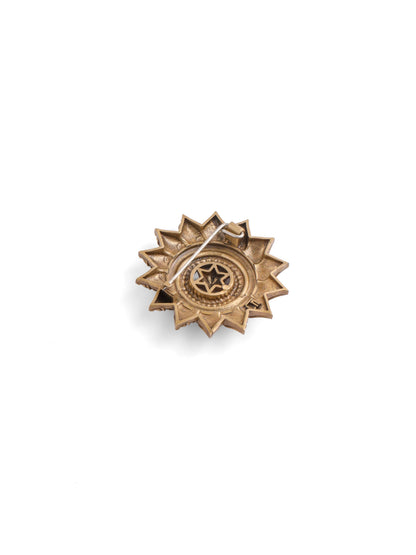 The Celestial Sun brooch - antique gold brooch for men with celestial sun motif, back view