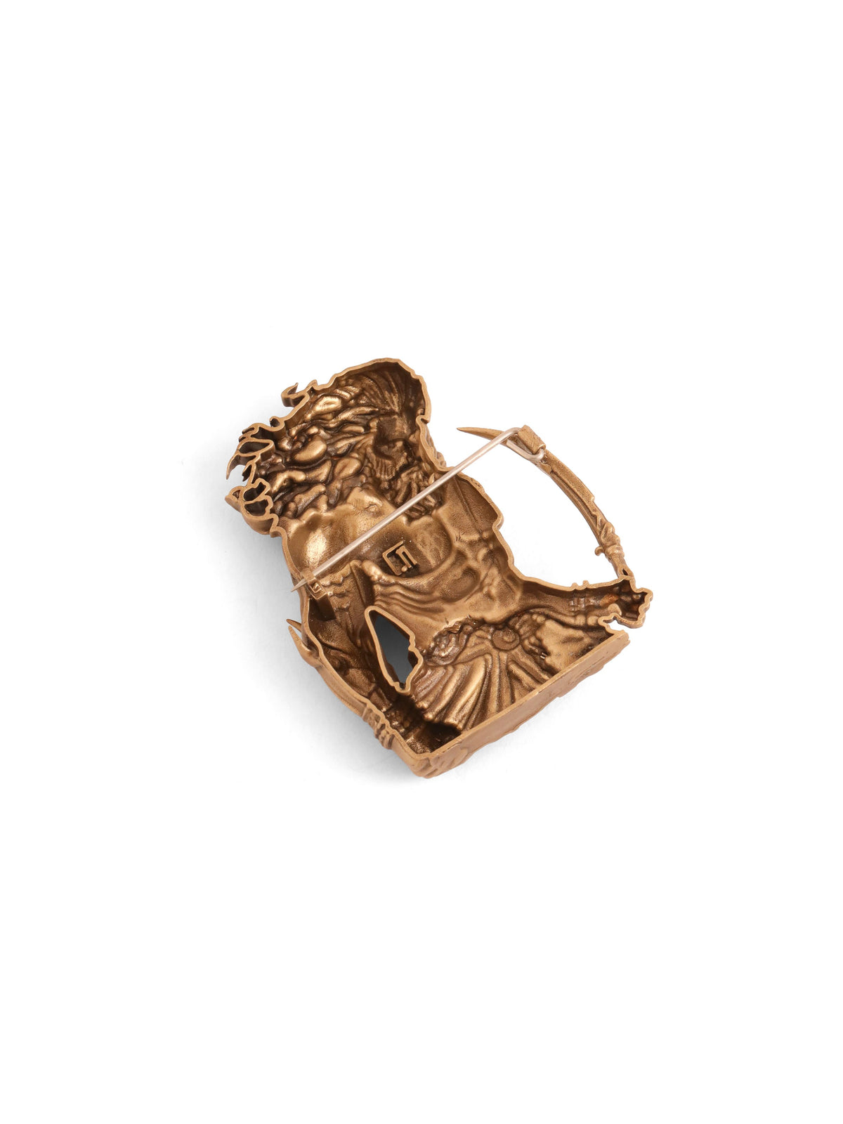 The Ravan Brooch - antique gold brooch for men with the ravan motif, flat lay view