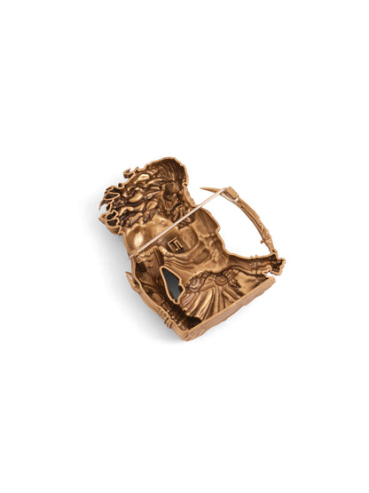 The Ravan Brooch - antique gold brooch for men with the ravan motif, flat lay view