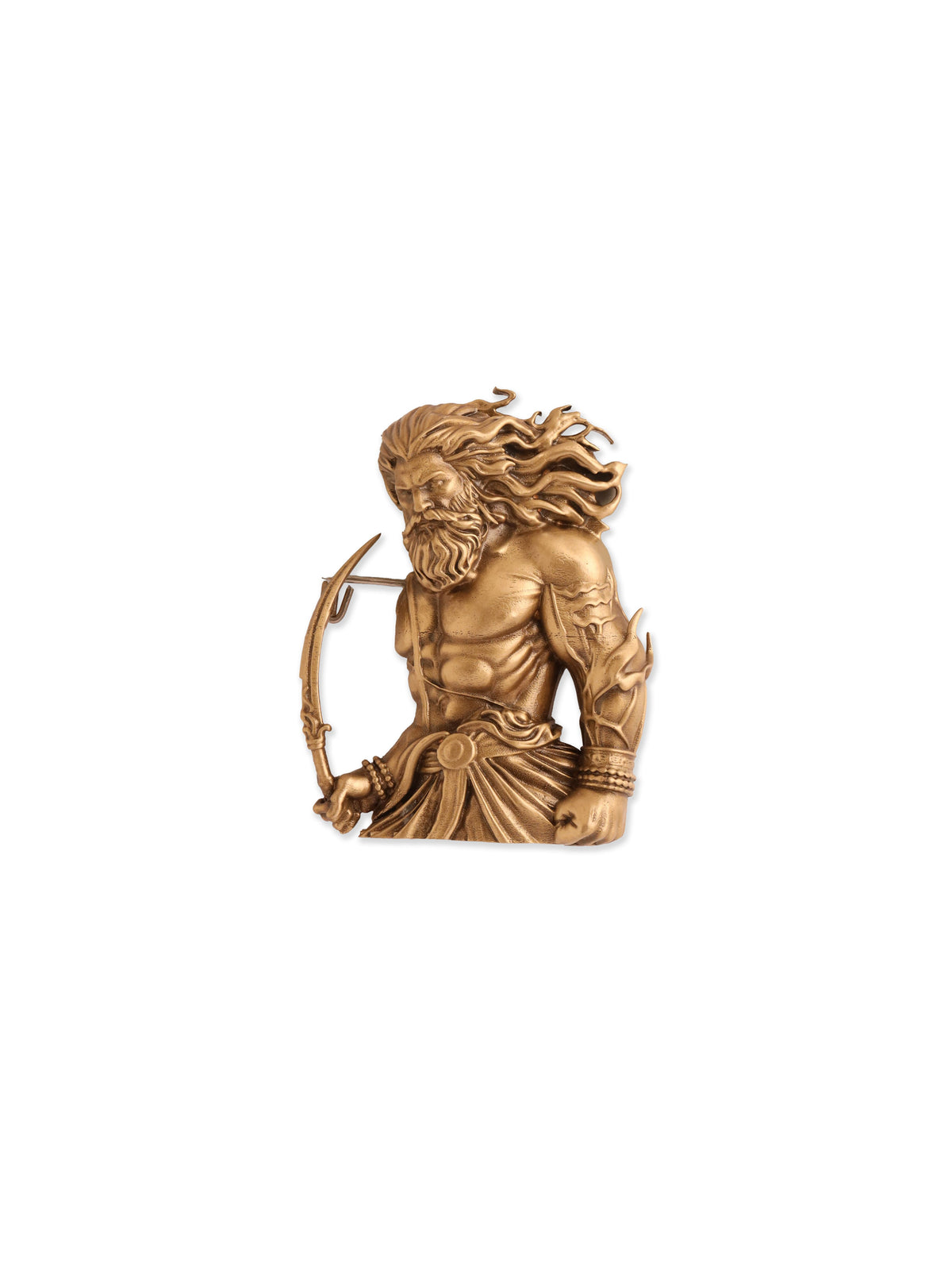 The Ravan Brooch - antique gold brooch for men with the ravan motif, close-up view