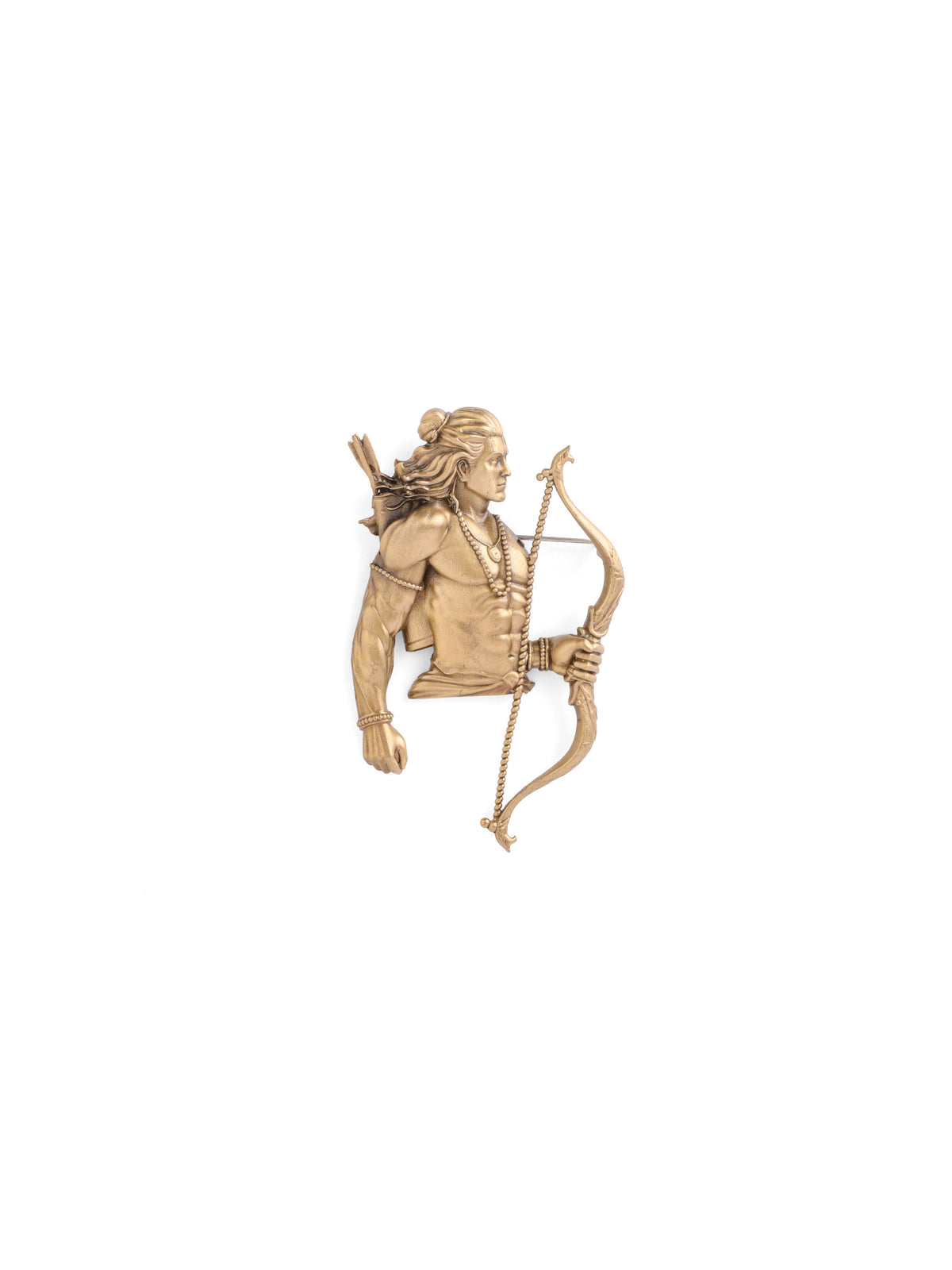 The Divine Archer Ram brooch - antique gold brooch for men with divine archer ram motif, worn on outfit