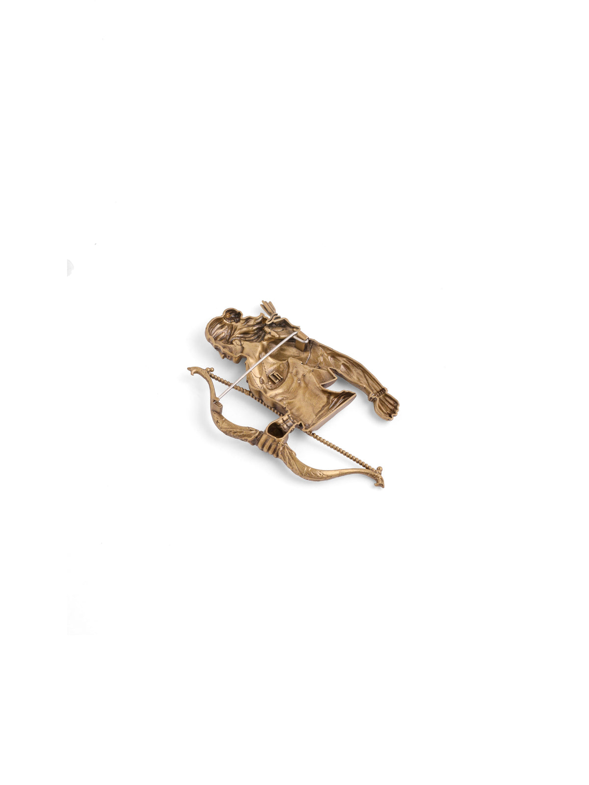 The Divine Archer Ram brooch - antique gold brooch for men with divine archer ram motif, back view