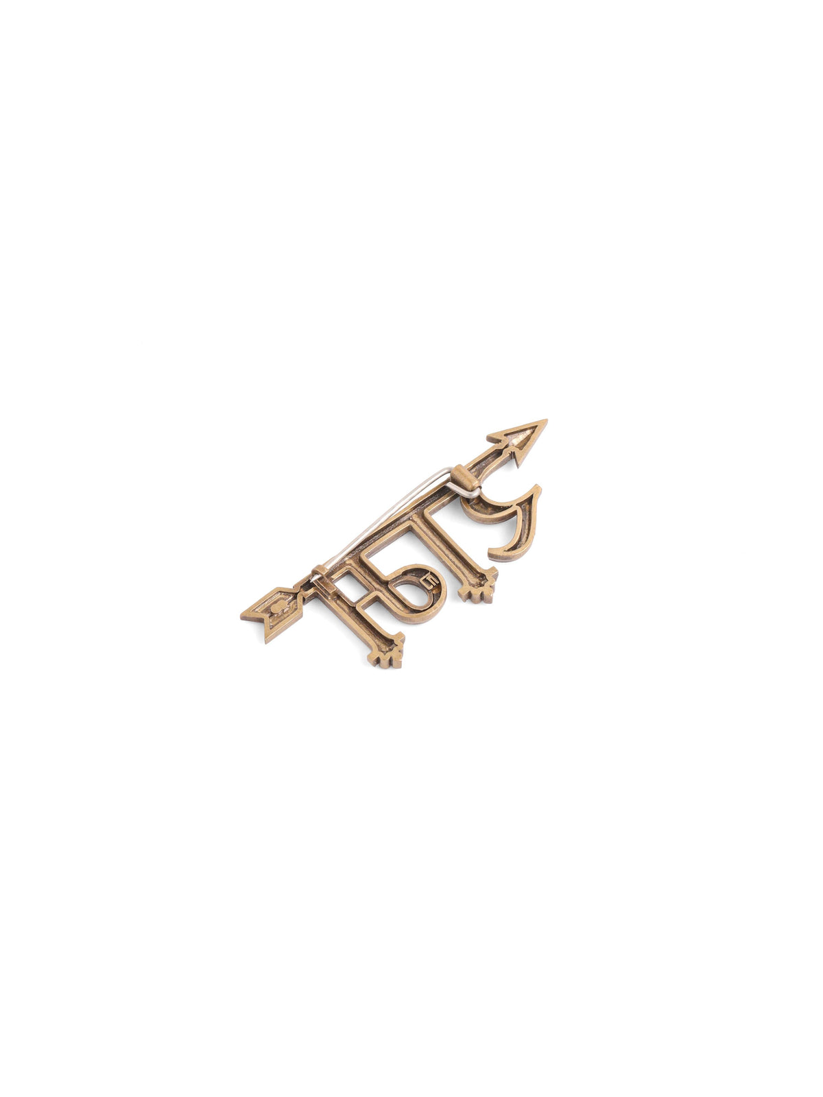 The Ram Arrow brooch - antique gold brooch for men with ram arrow motif, back view