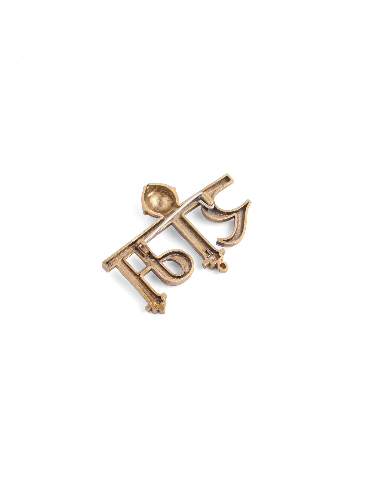 The Ram Crown brooch - antique gold brooch for men with ram crown motif, back view