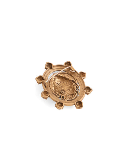 The Divine Hanuman Brooch - antique gold brooch for men with the divine hanuman motif, flat lay view