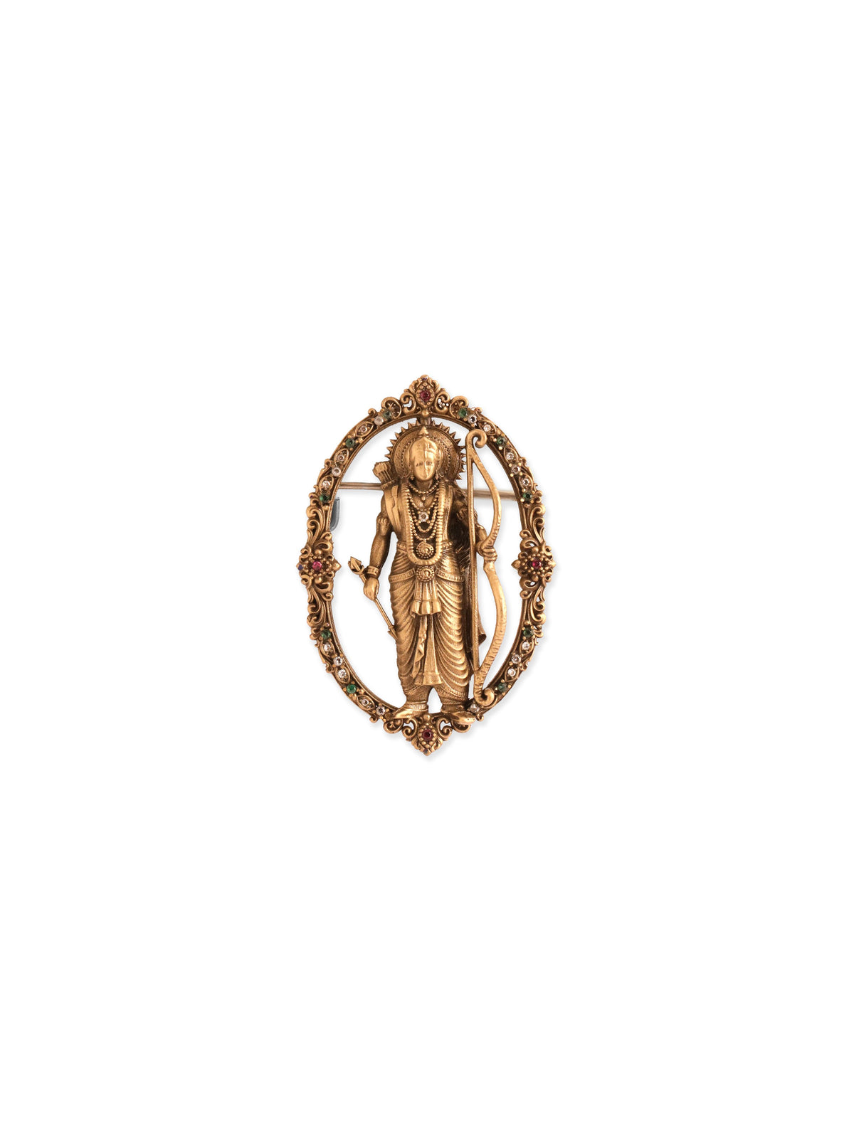 The Divine Ram Brooch - antique gold brooch for men with the divine ram motif, flat lay view
