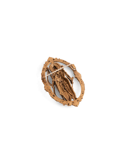 The Divine Ram Brooch - antique gold brooch for men with the divine ram motif, close-up view