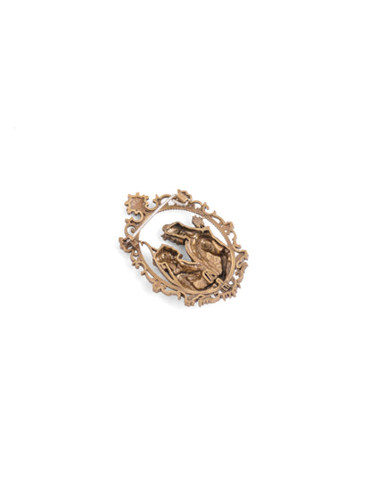 The Eternal Bond brooch - antique gold brooch for men with eternal bond motif, profile view