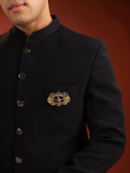 The Ram Bhakt Hanuman brooch - antique gold brooch for men with ram bhakt hanuman motif, side view