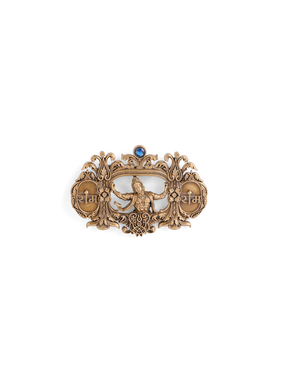 The Ram Bhakt Hanuman brooch - antique gold brooch for men with ram bhakt hanuman motif, worn on outfit