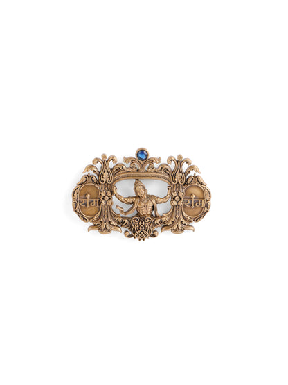 The Ram Bhakt Hanuman brooch - antique gold brooch for men with ram bhakt hanuman motif, worn on outfit