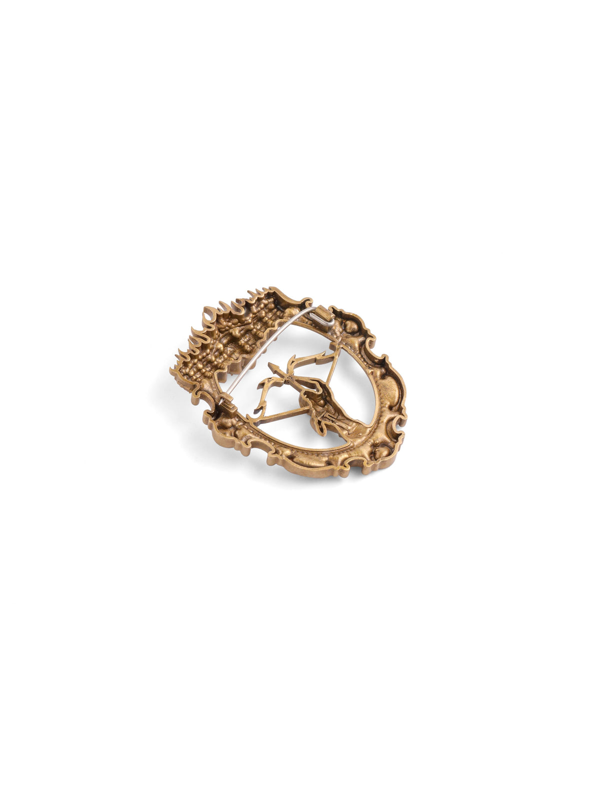 The Dashavatar Dhanurdhar brooch - antique gold brooch for men with dashavatar dhanurdhar motif, back view