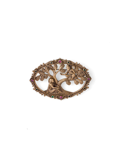 The Hanuman Ashoka Vatika brooch - antique gold brooch for men with hanuman ashoka vatika motif, worn on outfit