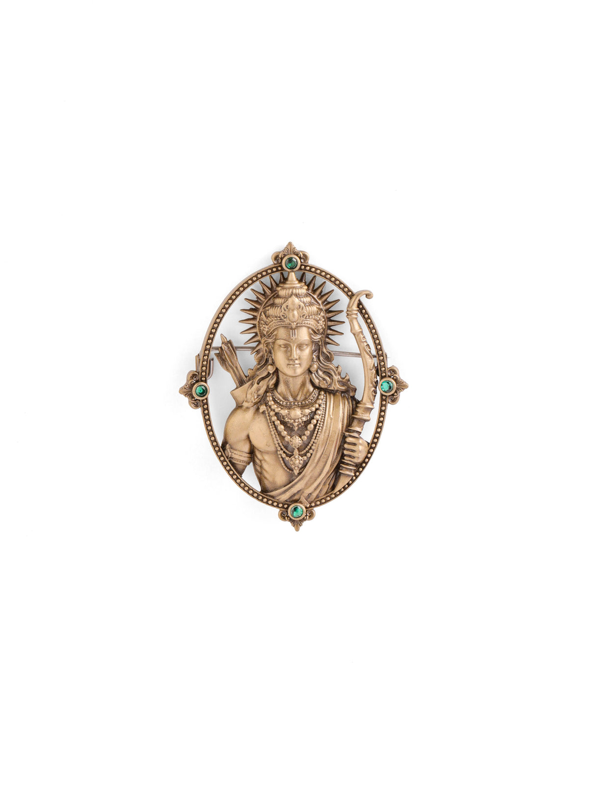 The Divine Ram Archer brooch - antique gold brooch for men with divine ram archer motif, detail view
