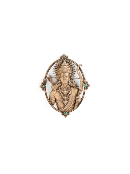 The Divine Ram Archer brooch - antique gold brooch for men with divine ram archer motif, detail view