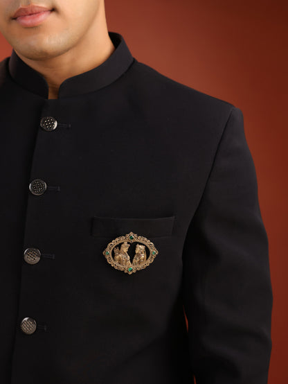 The Royal Ram Sita brooch - antique gold brooch for men with royal ram sita motif, side view