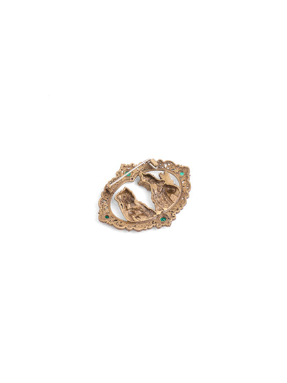 The Royal Ram Sita brooch - antique gold brooch for men with royal ram sita motif, back view