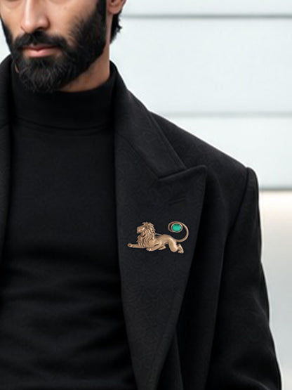 The Emerald Tail Lion Brooch