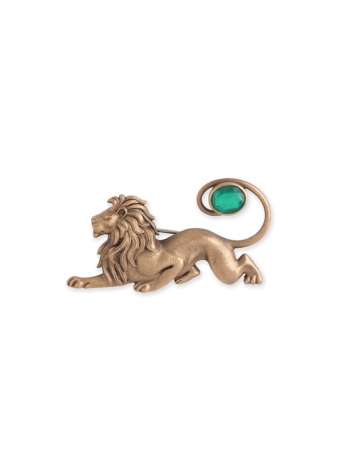 The Emerald Tail Lion Brooch