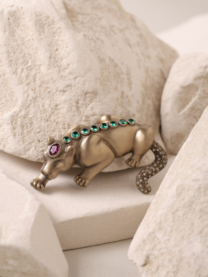 The Jeweled Resting Tiger Brooch