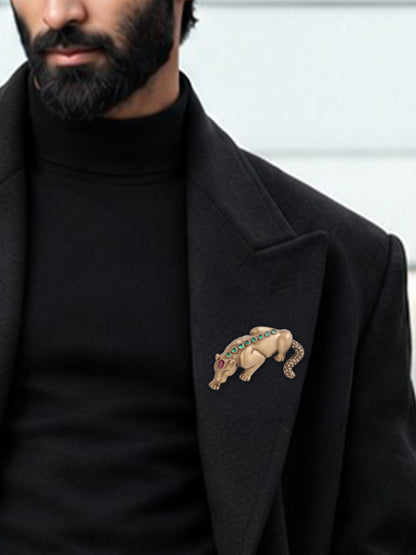The Jeweled Resting Tiger Brooch