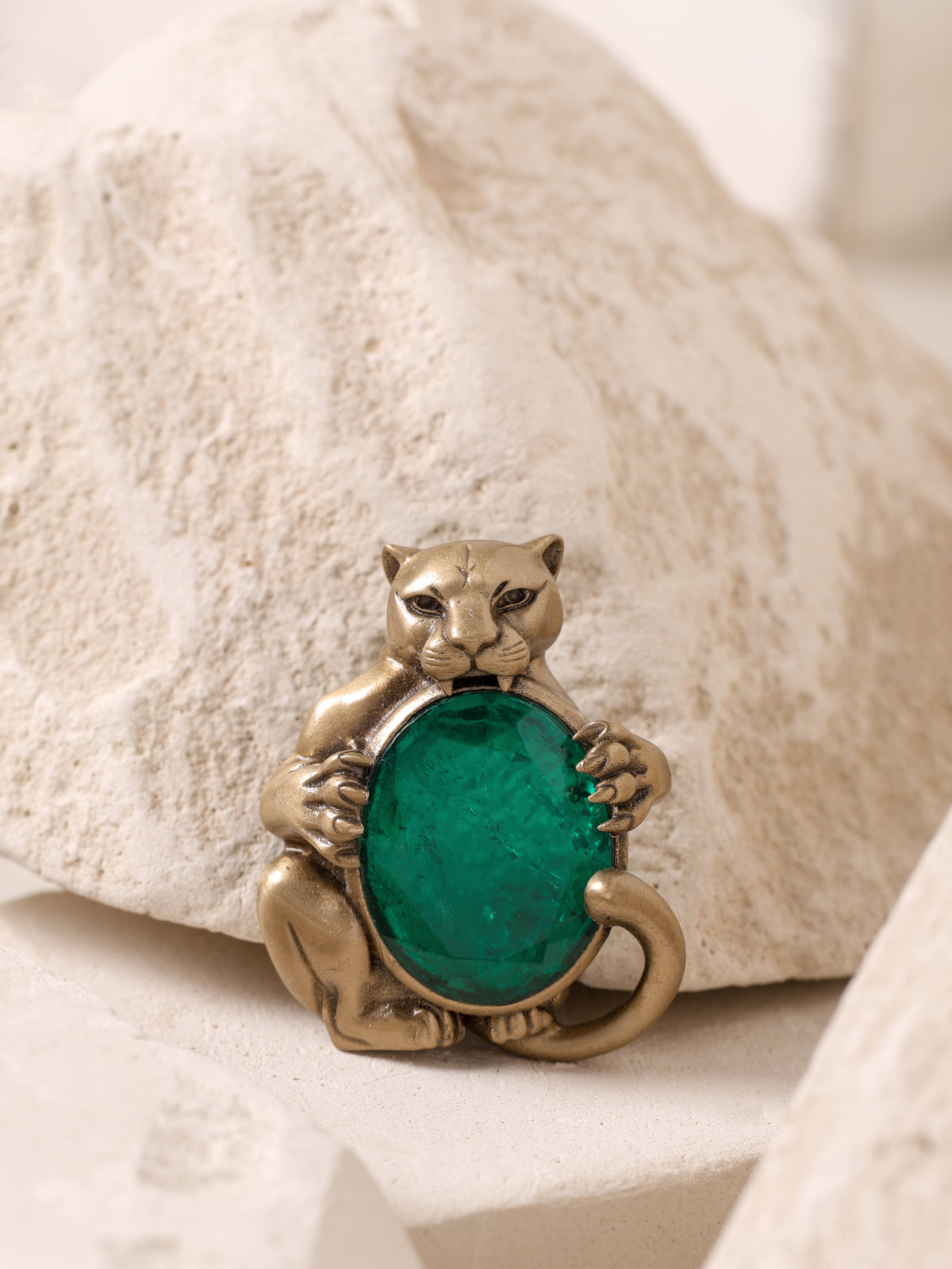 The Emerald Guardian Tiger Brooch