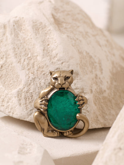 The Emerald Guardian Tiger Brooch