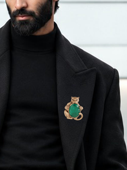 The Emerald Guardian Tiger Brooch
