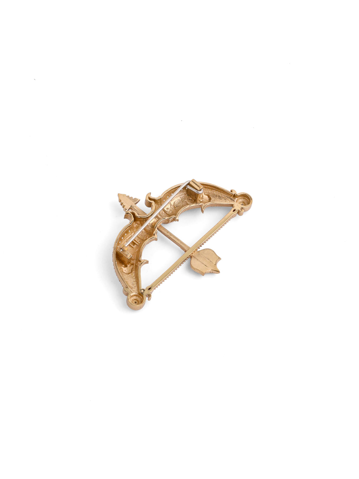 The Heritage Dhanush brooch - antique gold brooch for men with heritage dhanush motif, macro view