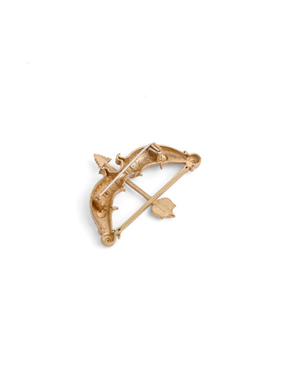 The Heritage Dhanush brooch - antique gold brooch for men with heritage dhanush motif, macro view