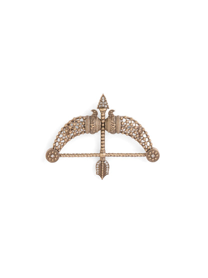 The Beaded Dhanush brooch - antique gold brooch for men with beaded dhanush motif, flat lay