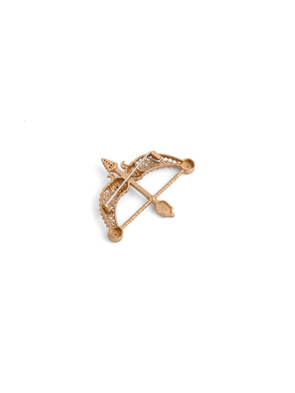 The Beaded Heritage Dhanush brooch - antique gold brooch for men with beaded heritage dhanush motif, macro view