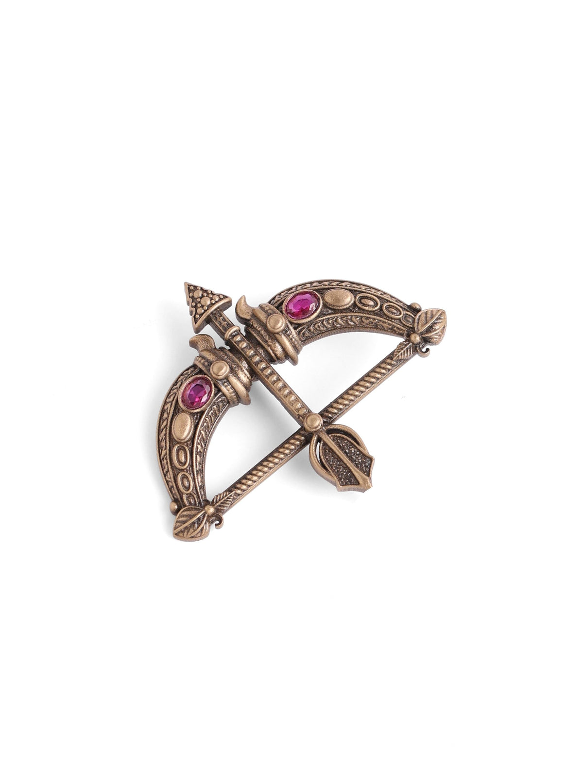 Royal Ram Dhanush brooch - antique gold brooch for men with royal ram dhanush motif, worn on outfit