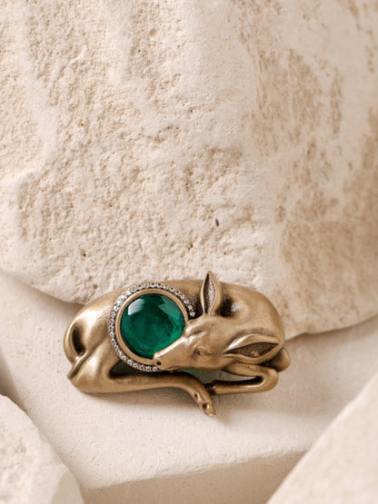 The Emerald Sleeping Deer Brooch