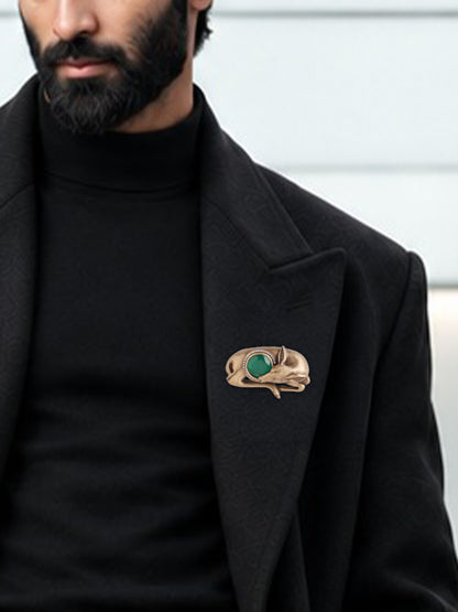 The Emerald Sleeping Deer Brooch