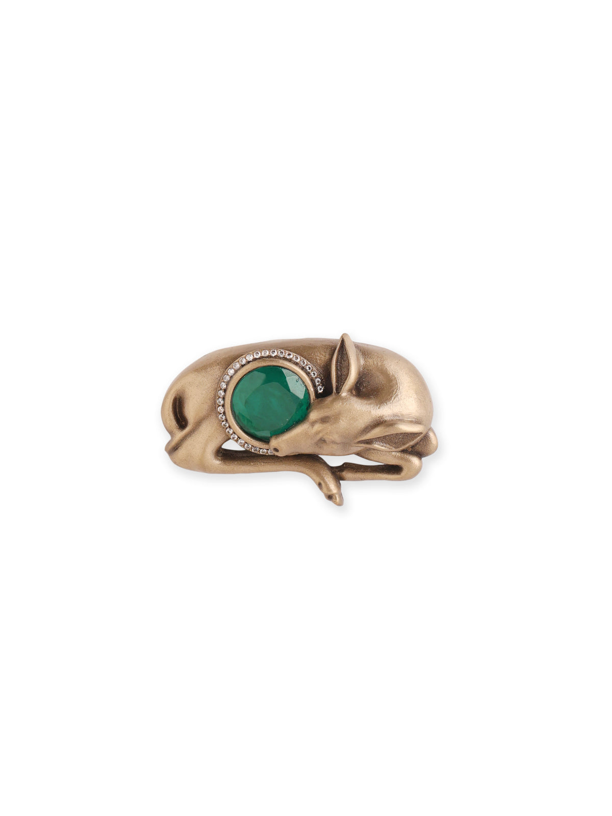 The Emerald Sleeping Deer Brooch