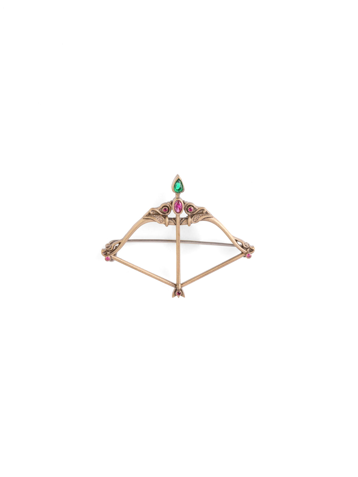 The Ratna Royal Dhanush brooch - antique gold brooch for men with ratna royal dhanush motif, flat lay