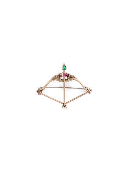 The Ratna Royal Dhanush brooch - antique gold brooch for men with ratna royal dhanush motif, flat lay