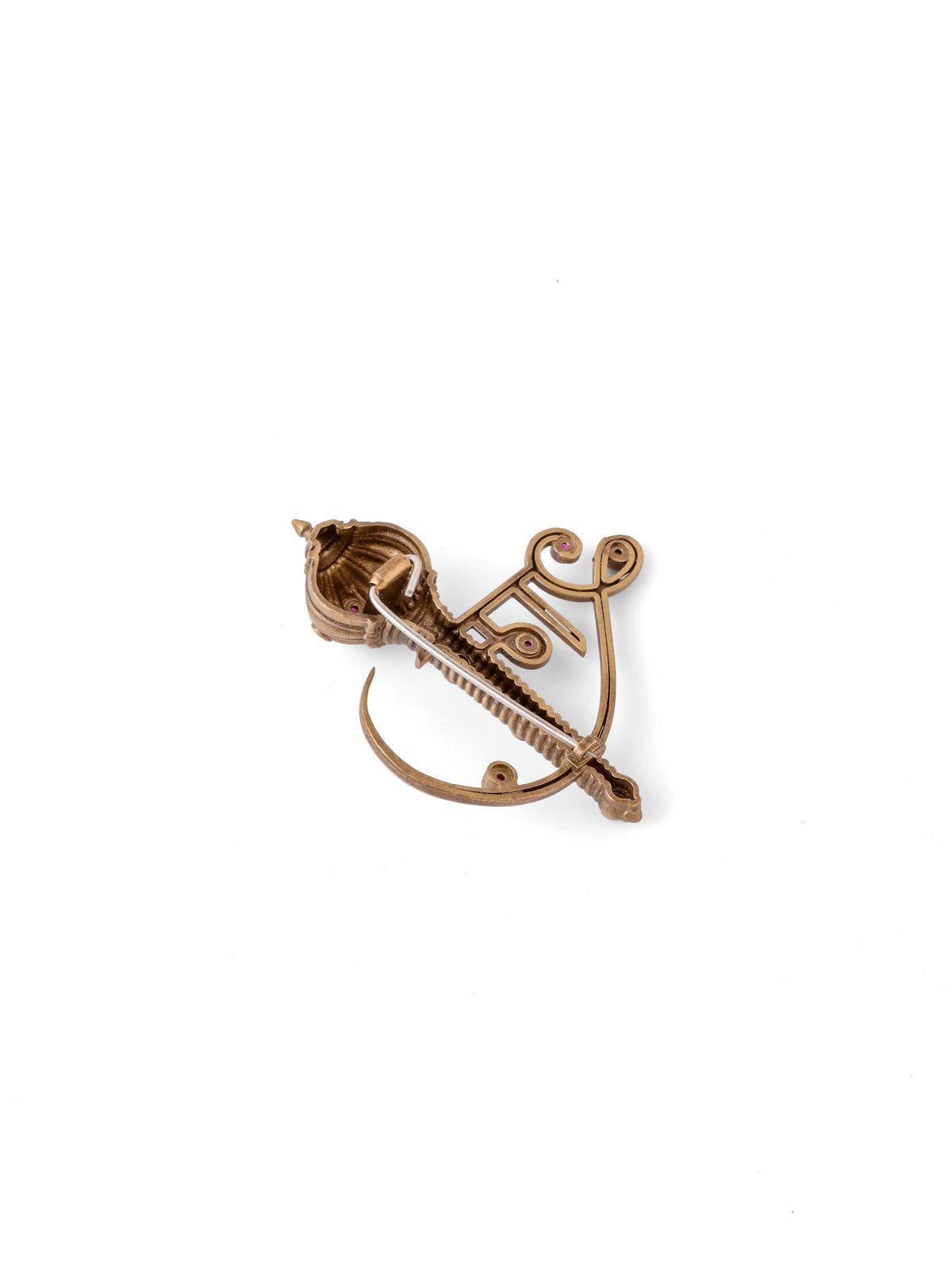 The Shri Ram Royal Gada brooch - antique gold brooch for men with shri ram royal gada motif, back view